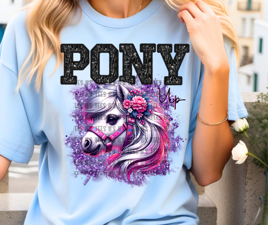 White and Pink PONY UP PNG