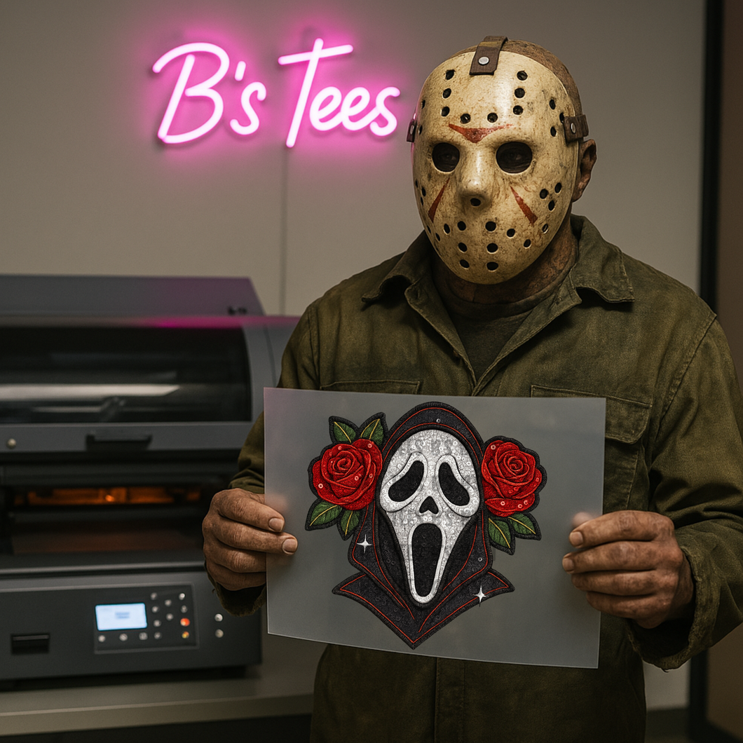 Horror Roses ghost face SINGLE DTF TRANSFER