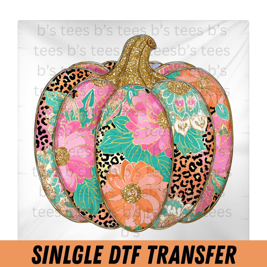 Floral Pumpkin SINGLE DTF TRANSFER